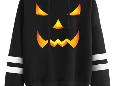 Talla: M - Sudadera con capucha para mujer con estampado de Halloween de manga larga Fashion