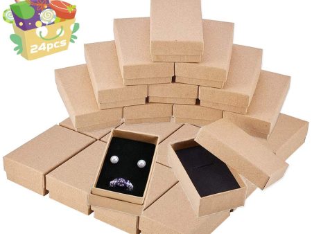 (Falta 1, Incluye 23) Caja de Regalo de 24 Piezas Kraft - Cajas de Regalo de Cartón Pequeñas para Joyería Embalaje Deteriorado Supply