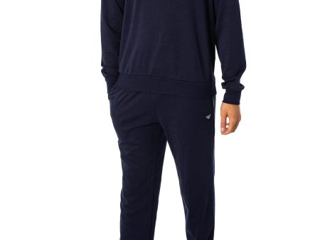 (Falta Pantalón, Incluye Sudadera) Talla: M - Conjunto de Pijama para Hombre Emporio Armani Underwear con Sudadera y Pantalón, Fibra Natural Embalaje Deteriorado For Discount